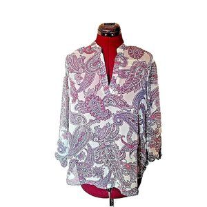 Almost Famous Womens Blouse Top Size Large Multicolor  Paisley Long Slee…